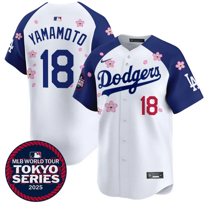 Men Los Angeles Dodgers 18 Yamamoto Tokyo Series 2025 white Limited Stitched Jersey style 2